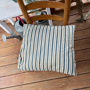 Antique Feather Tick Pillow 1920 s Dark Blue and White Cotton Ticking Bed Pillow Etsy