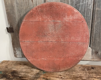 Vintage Barrel Lid with Original Red Paint Early 1900's Crock Lid