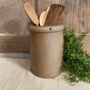 Antique Salt Glazed Crock, Late 1800&#39;s to Early 1900&#39;s Stoneware Storage Crock