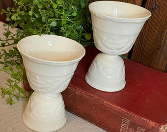 Vintage Set of 2 Wedgewood "Patrician" Creamy White Egg Cups