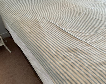 Antique Ticking Mattress Cover Early 1900's Light Blue and White Cotton Ticking Cover for Mattress