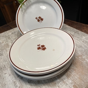 Antique Ironstone 9&quot; Plates,  Early 1900&#39;s Tea Leaf Ironstone Plates, English Ironstone