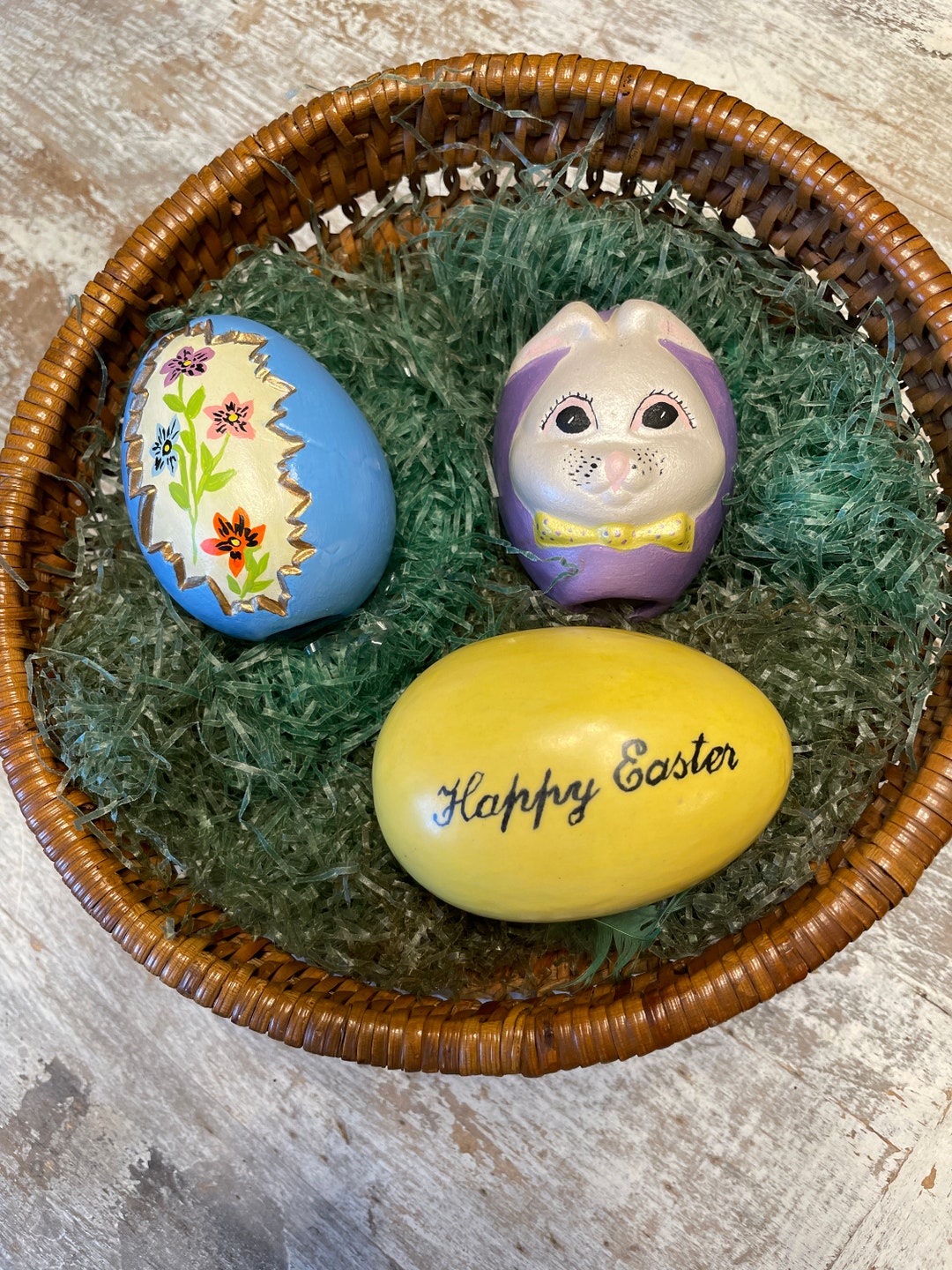Vintage Lot of 3 Ceramic Easter Eggs, Hand Painted Easter Eggs Etsy