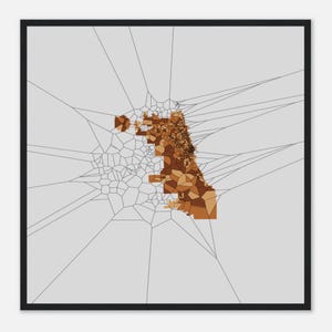 Chicago | Kaffee | eingerahmtes Premium-Poster mit Kartendesign | Voronoi