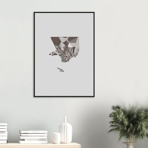 Affiche de la carte de Los Angeles – Pizza Art avec motif Voronoï – Décoration Californie, États-Unis