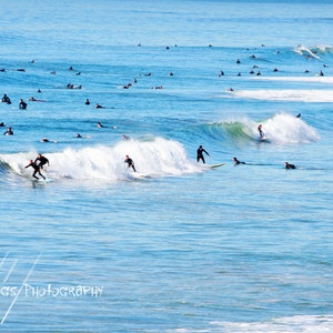 Surf Photography Surfing Lineup in Huntington Beach California 5X10 Surfing Photo image 1