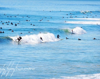 Surf Photography - Surfing Lineup in Huntington Beach California - 5X10 Surfing Photo