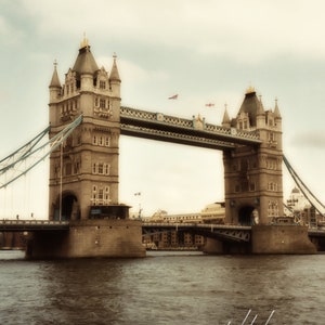 Tower Bridge London England Fine Art Photo 8X10, Famous London Landmark, Vintage Feel Photo, London Photo, Wall Art image 1