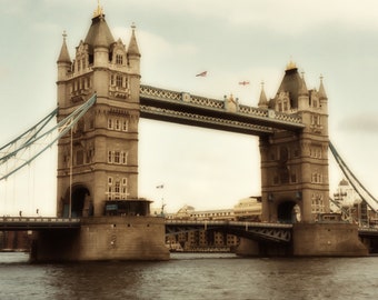 Tower Bridge - London England Fine Art Photo 8X10, Famous London Landmark, Vintage Feel Photo, London Photo, Wall Art