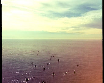 Surf Photography - Surfers Waiting 30X30 Square Photo of Surfers in the Pacific Ocean