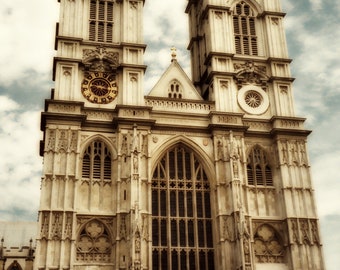 Westminster Abbey  - London England Fine Art Photo, sepia, landmark, wall decor, London