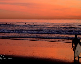 Sunset Surfer - California Surfing Photo 8X10 - surfing photography, beach scene, California photo