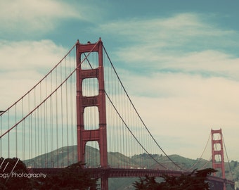 Golden Gate Bridge - San Francisco photo, landmark, landscape photography, travel photo, wall decor, mid century, art deco