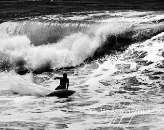 Surfing Photo - Black & White surf photography - California Wave 8x12 photo, Huntington Beach, Surf Photo, Surfing Photography, Beach Decor