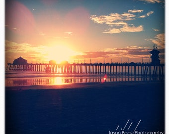 California Sunset over the HB Pier - Square Photo