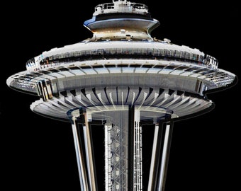 Seattle's Space Needle - 8X12 Black and White Fine Art Print - Seattle Washington Photography