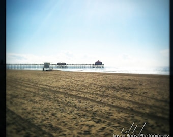 Empty Beach - Huntington Beach, Beach Photography, Beach Decor, Beach House, California, Square Photo, Fine Art Photo, Modern decor