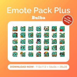 Bulbasaur Chibi Ultimate Emote Pack | 35x Bulbasaur Emotes for Streamers, Discord & Youtube - Premium Quality