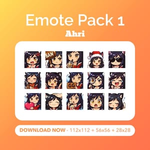 Ahri Chibi Emote Pack 1 | x15 Ahri Emotes for Streamers, Discord & Youtube - Premium Quality