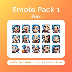 Jinx Chibi Emote Pack 1 | x15 Jinx Emotes for Streamers, Discord & Youtube - Premium Quality