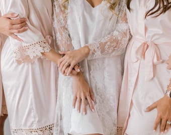 Get-Ready Bridal Robe-Short repurposed from mom's wedding dress. Sewgraceinspired.com turns your vintage dress into an instant heirloom.