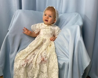 Christening Gown for baby, repurposed from mom's wedding dress. Sewgraceinspired.com turns your vintage dress into an instant heirloom.
