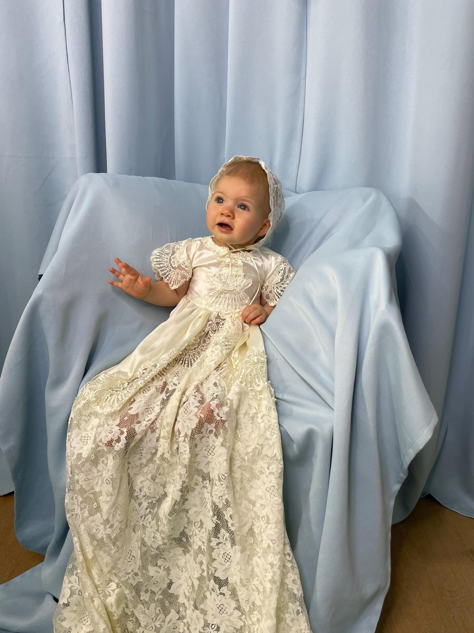 h and m beige dress Baby Girl Baptism Dress Off-White Lace