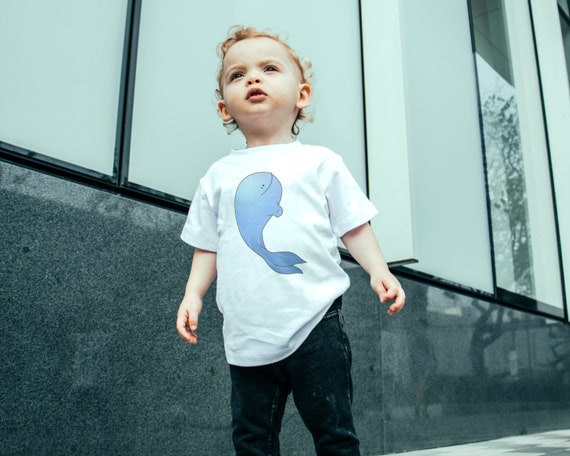 Happy Whale Shirt, Cute Whale Baby Tee, Blue Whale Infant Shirt, Fine Jersey Tee for Toddlers and Babies
