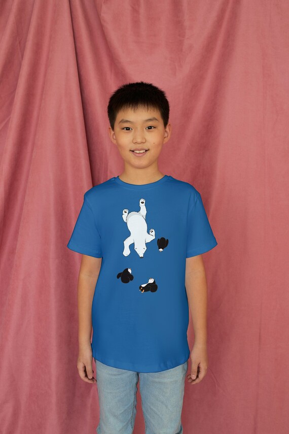 Swimming Polar Bear Shirt, Cute Polar Bear Kids Tee, Arctic Animal Graphic, Kids Heavy Cotton Tee