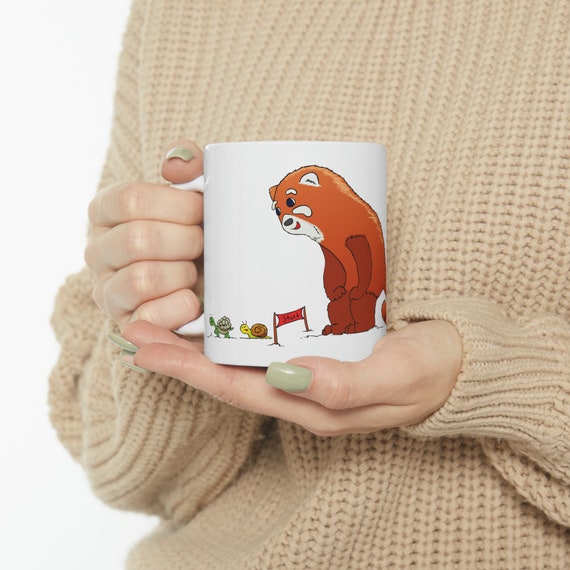 Red Panda Mug, Slow Start Coffee Mug, Cute Grumpy Animal Mug, Ceramic Coffee Cup Gift