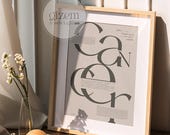 Cancer Zodiac Art Print: Boho Astrology Poster (Digital Download)