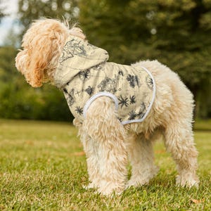 Vintage Schatzkarte Haustier Hoodie, Gemütliches Hundekleid, Einzigartige Haustierkleidung, Von der Reise inspirierte Hundekleidung, Geschenk für Tierliebhaber