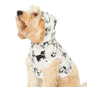 Dibujo animado: sudadera con capucha elegante para perros, ropa acogedora, ropa bonita, suéter divertido, regalo para amantes de las mascotas, moda para mascotas.