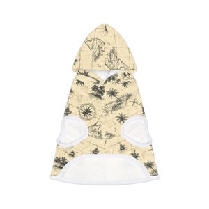 Vintage Treasure Map Pet Hoodie, Cozy Dog Apparel, Unique Pet Clothing, Travel-Inspired Dog Wear, Gift for Pet Lovers