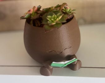 3D Printed Succulent Planter: Book Lover Desk Decor