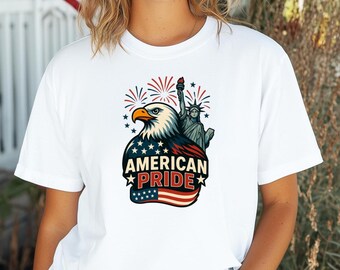 T-shirt patriotique, chemise American Pride, T-shirt Statue de la Liberté, vêtements du 4 juillet, haut drapeau des États-Unis, vêtements de la fête de l'indépendance