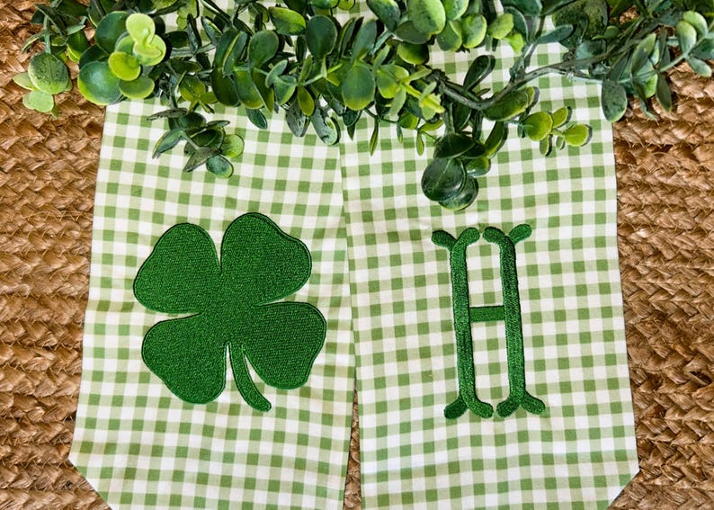 St. Patrick's Day Lucky Clover Wreath Sash - Embroidered Custom Monogram Door Decor