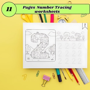 Number Tracing Worksheets for Kids Activity Preschool and Kindergarten Math Activity Handwriting Practice Numbers Learning Printable Pages