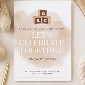 Invitación de baby shower neutra