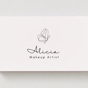 Modèle de carte de visite minimaliste - Conception sur toile modifiable - Carte de marque papillon élégante - Imprimable en téléchargement numérique