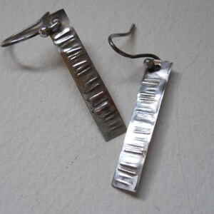 Modern . Abstract . Sterling Silver . Repousse  .&quot;Bark&quot; . Earrings