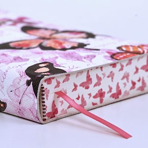 Farfalle Poesia Butterflies Poetry Leather Journal, Floral Writing Notebook, Gift for Her