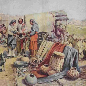 Brochure de voyage vintage du milieu du siècle - Chemin de fer de Santa Fe - Village indien