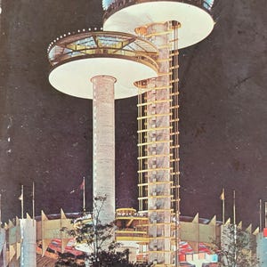 Stara używana pocztówka ze zdjęciem z połowy XX wieku - New York World's Fair - 1964 - Observation Towers