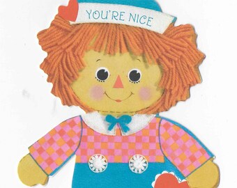 Vintage Unused 1970's Hallmark Valentine - Raggedy Andy