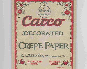 Vintage unbenutzte Midcentury Weihnachtsdekoration - Carco Dekoriert Krepppapier - Geschenk Seidenpapier - Xmas Brick