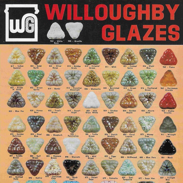 Vintage Midcentury Ad - Art -Ceramic - Color - Glaze Reference - Willoughby Glazes - MAYCO Colors