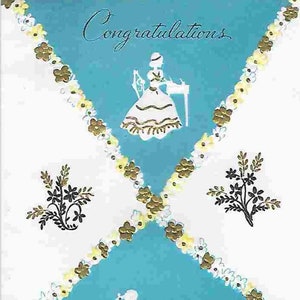 Tarjeta de felicitación vintage de mediados de siglo sin usar - Felicitaciones