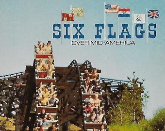 Vintage 1970's Unused Photo Postcard - Six Flags - Over Mid-America - The Runaway Mine Train