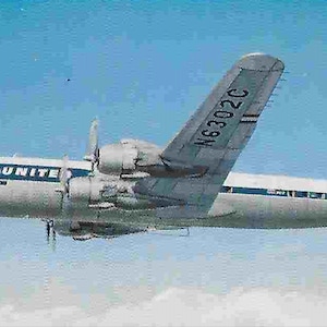 carte postale photo de voyage vintage inutilisée - United Airlines - DC - 7